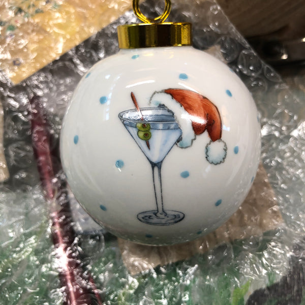 martini with Santa's hat