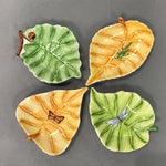 set 4 colorful leaves with little creatures
